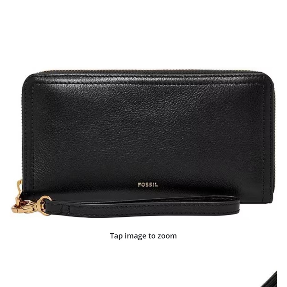 Fossil Black Leather Wristlet Wallet